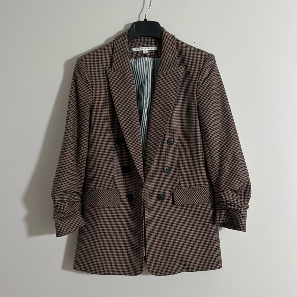 Veronica Beard Beacon Houndstooth Check Dickey Jacket Blazer Size 8
